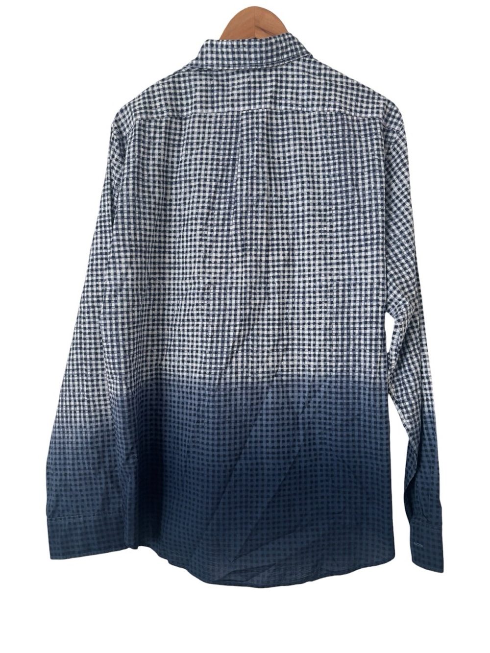 Michael Kors Slim Fit Dip-Dyed Gingham Linen Shirt - Picture 3 of 4